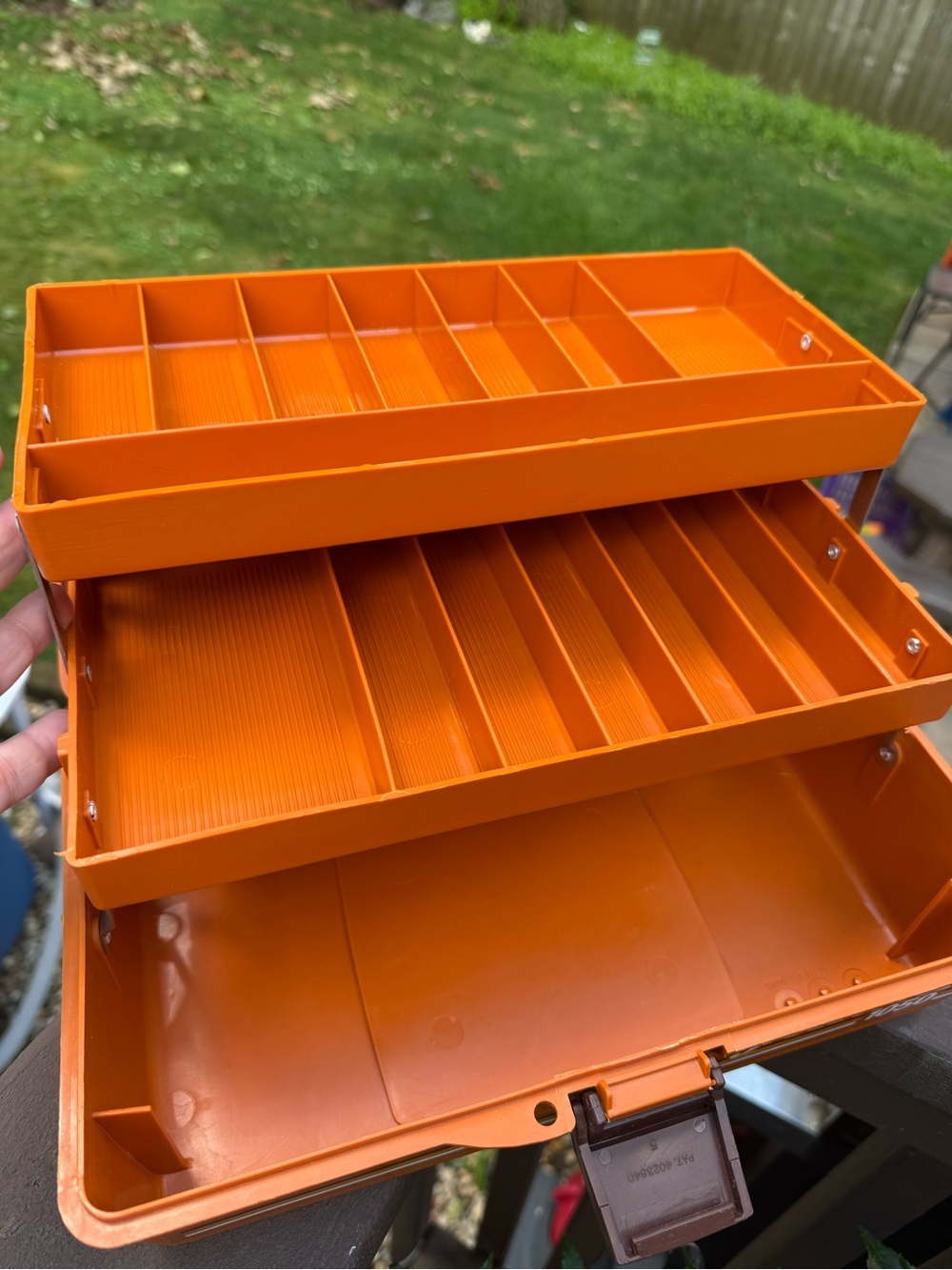 Vintage Fenwick Woodstream 1050 Tackle Box Orange, 2 Trays, 15 Comp - Picture 5 of 11